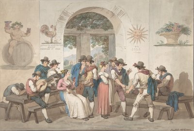 Interior of a Roman Inn, 1817 by Bartolomeo Pinelli