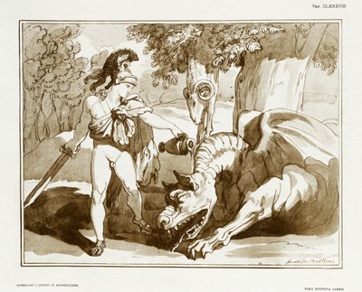 Jason putting dragon guarding Golden Fleece asleep by Bartolomeo Pinelli