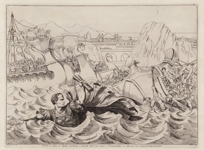 Julius Caesar saving his Commentaries from getting wet by Bartolomeo Pinelli