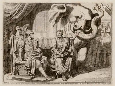 Pyrrhus of Epirus and his elephant by Bartolomeo Pinelli