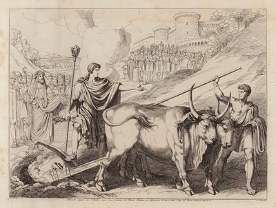 Romulus marking the boundaries of Rome with his plough by Bartolomeo Pinelli