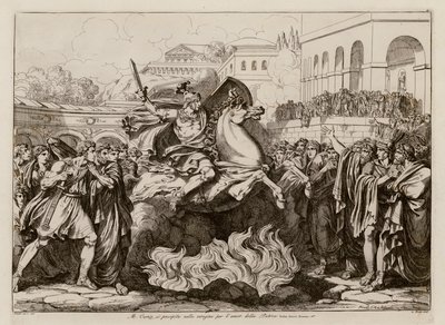Sacrificial death of Marcus Curtius by Bartolomeo Pinelli