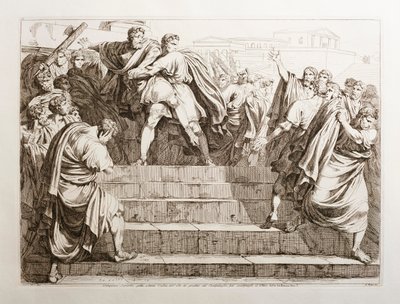 Tarquinius Superbus Throws Servius Tullius Down the Stairs of the Capitol by Bartolomeo Pinelli