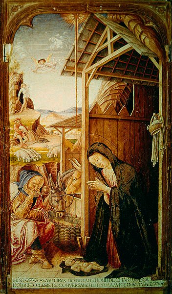 Nativity Scene, central panel from a conversano polyptych, 1475 by Bartolomeo Vivarini