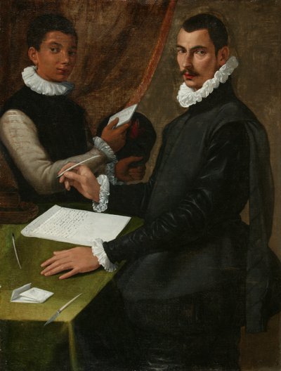 Portrait of an unknown man and his Servant by Bartolommeo (attr. to) Passerotti