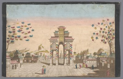 View of a Triumphal Arch in a Square in Canton by Basset