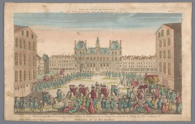 View of the Town Hall in Paris with a Procession Announcing Peace (Publicacion de la Paz en Paris) by Basset