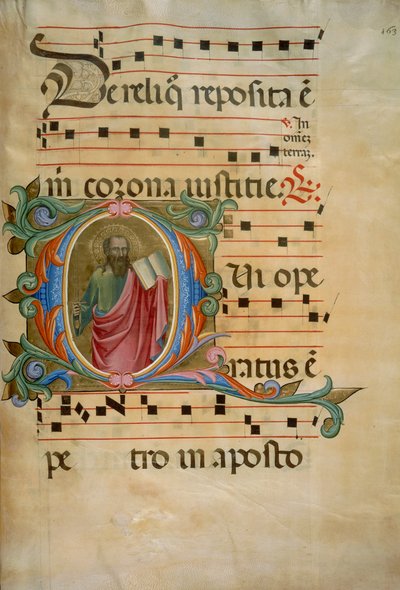 Illuminated Initial with the Figure of Saint Paul, for Choir Book 8 of Santa Maria degli Angeli by Batrolomeo di Fruosino