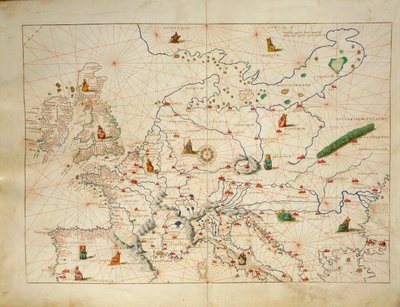 Europe, from Atlas of the World in thirty-three Maps by Battista Agnese