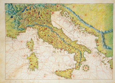 Italy, from Atlas of the World in thirty-three Maps by Battista Agnese