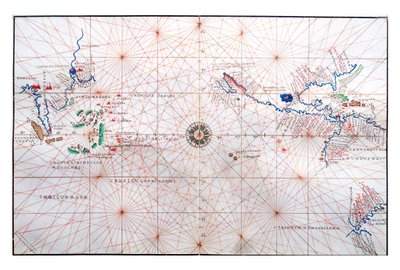 Navigation Chart Showing China, Ceylon and the Philippines and the Tropics of Cancer and Capricorn, c.1540 by Battista Agnese
