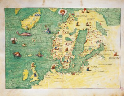 Northern Europe, from Atlas of the World in thirty-three Maps by Battista Agnese