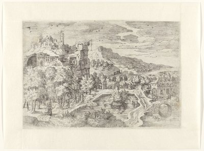 Landscape with Women Hunting by Battista Angolo del Moro (attributed to)