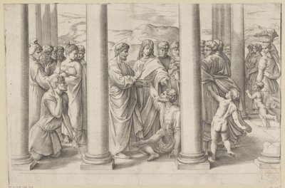 Saint Peter and John Healing a Lame Man in a Temple by Battista Franco