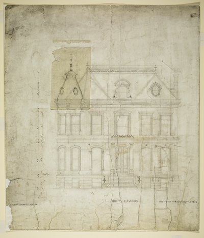 Peter Schuttler II House, Chicago, Illinois, Front Elevation by Bauer and Loebnitz