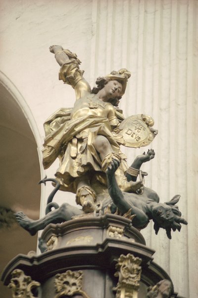 Pulpit, also called Pulpit of Verity (detail: St. Michael and the dragon) by Bavarian school