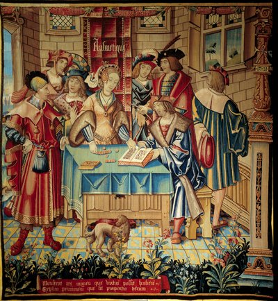 Curtain Illustrating the Liberal Arts: Arithmetic by Belgian School