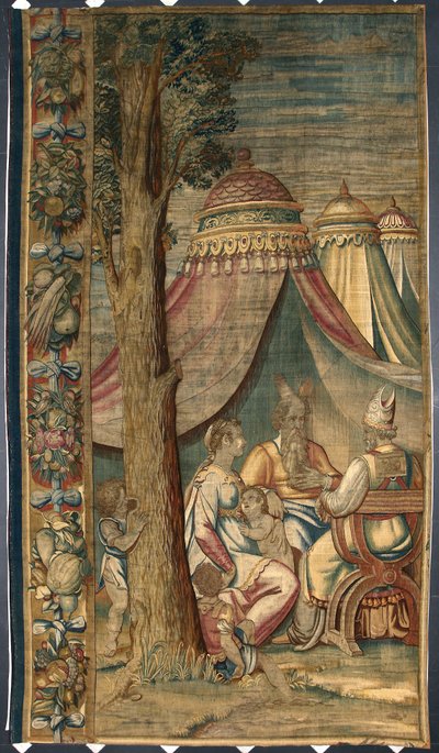 Moses with Jethro and Sephora. Tapestry by Dionys Martensz after the cartoons of Luca Cambiaso (1527-1584) made in the manufactures of Brussels 1561-1564 by Belgian School