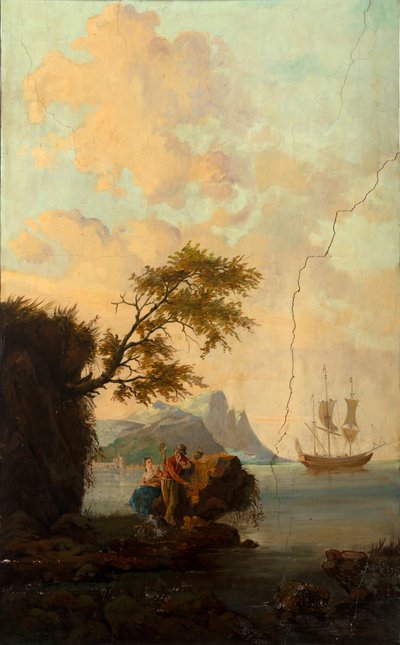 Second back room, meeting room, murals with rural scenes in classical style, around 1810, scene 5 by Belgian School