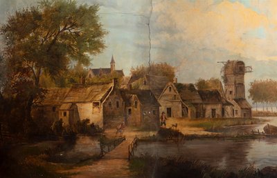 Second back room, meeting room, murals with rural scenes in classical style, around 1810, scene 3 by Belgian School