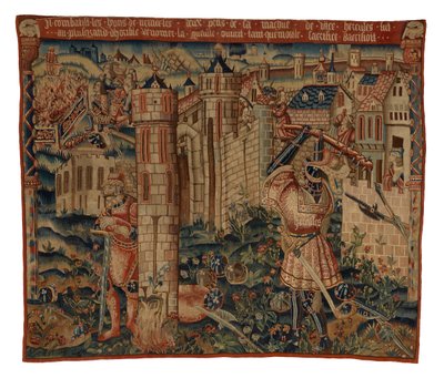 Tapestry, Hercules at the Gate of Prycus City, or Hercules Assaulting a City by Belgian School