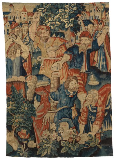 Tapestry Fragment Depicting the Stoning of the Elders, Possibly Made in Brussels, Belgium by Belgian School