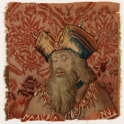 Tapestry Panel Depicting the Head of a Priest or King, Made Possibly in Tournai, Belgium, Possibly Early 16th Century by Belgian School