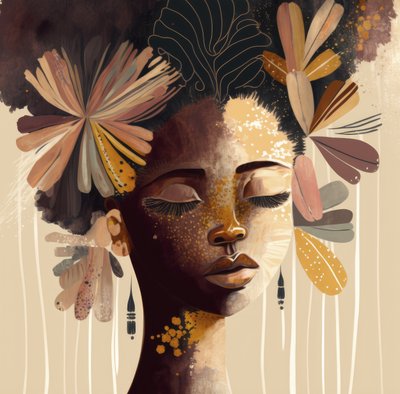 Golden Floral Afro Beauty by Bella Eve
