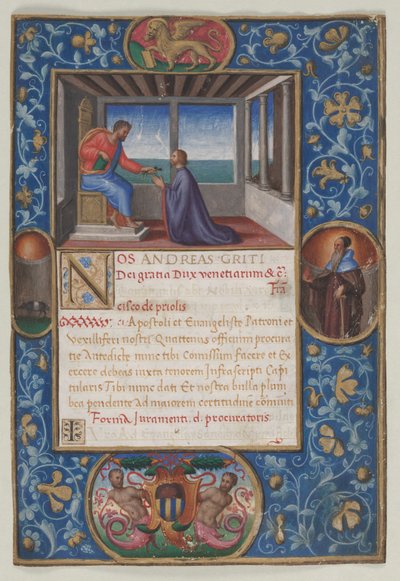 Leaf from a Commission: St. Mark Giving the Keys of Venice to Francesco de Priuli, c. 1523-1524 by Benedetto Bordone