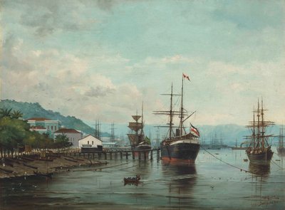 Port of Santos, SP (viewed from the left), 1890 by Benedito Calixto