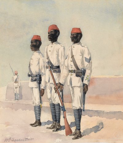 Sergeant and two Other Ranks from the 10th Sudanese Battalion, c.1889 by Benjamin Donisthorpe Alsop Donne