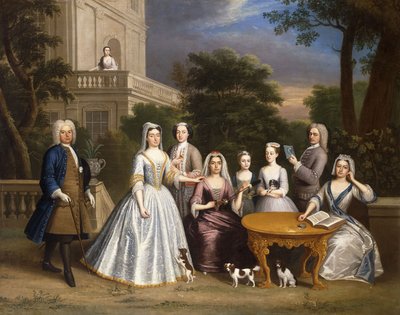 Group Portrait of a Family, in the Grounds of a Country House by Benjamin Ferrers