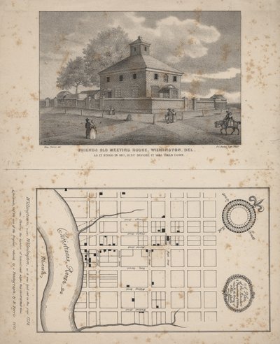 Friends Old Meeting House, Wilmington, Delaware, litho by P.S. Duval, 1845 by Benjamin Ferris