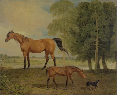 Broodmare with Foal and Terrier by Benjamin Marshall