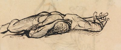 Study of a Male Nude, in a Laid out Position on the Floor by Benjamin Robert Haydon