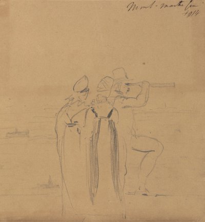 Study of a Man, Looking Through a Telescope, Accompanied by Two Women by Benjamin Robert Haydon