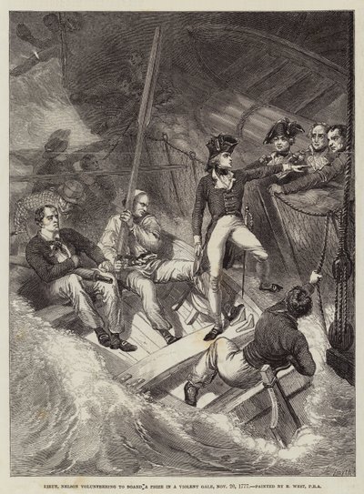 Lieutenant Nelson Volunteering to Board a Prize in a Violent Gale, 20 November 1777 by Benjamin West