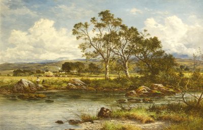 Harvest Time - On the Banks of the Llugwy by Benjamin Williams Leader