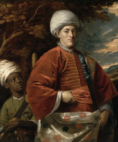 Portrait of a Gentleman in Oriental Dress with an Oriental Pageboy by Benjamin Wilson