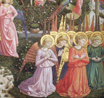 Angels in a Heavenly Landscape, the Left Hand Wall of the Apse, from the Journey of the Magi Cycle in the Chapel c.1460 (detail) by Benozzo di Lese di Sandro Gozzoli