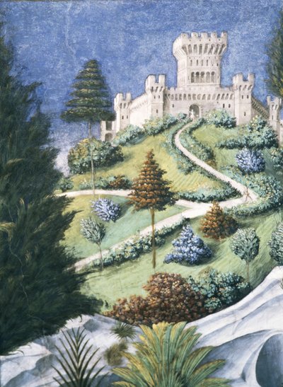The Path Leading Up to a Castle (detail) by Benozzo di Lese di Sandro Gozzoli