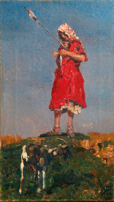 Shepherdess with Goat by Beppe Ciardi