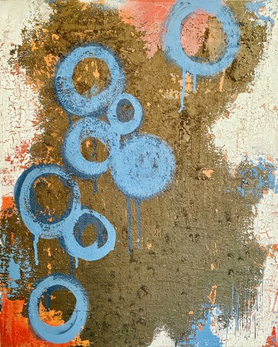 Textured Blue Circles by Berit Pihl
