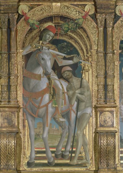 St. Martin sharing his cloak with the beggar (detail) by Bernadino Jacobi Butinone