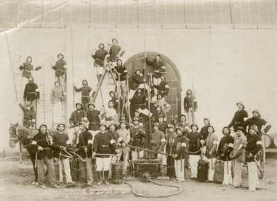 A Group Shot of Firemen at Zichron Yaacov, c.1898-1900 by Bernard Edelstein