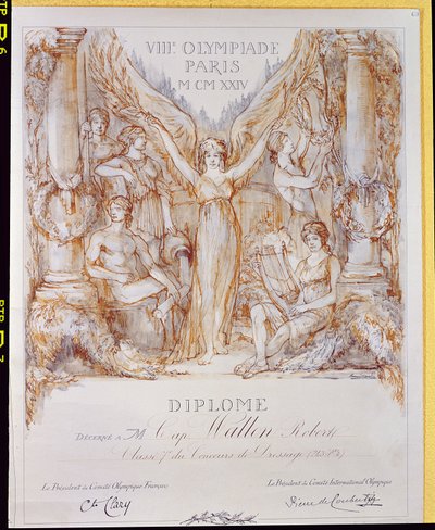 Diploma award from the VIII Olympiad, held in Paris by Bernard Naudin