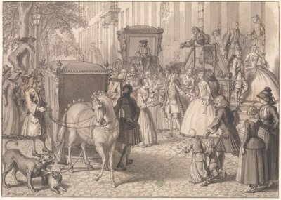 Beginning of a wedding procession of a Lutheran couple by Bernard Picart