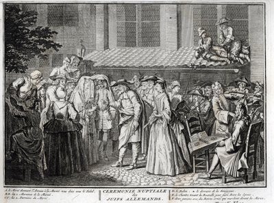 Jewish Wedding in the Jewish German Community (engraving) by Bernard Picart
