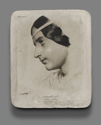 Lithographic Stone for Head of a Woman for a Model Book by Bernard Romain Julien