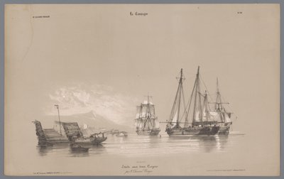 Sailing Ships in the Harbor by Bernard Romain Julien